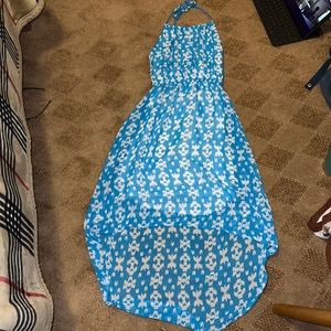 Scooter Brown Flowy halter Blue Dress